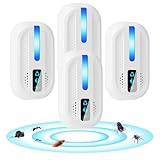 AOOWU 4 Pack Ultraschall Schädlingsbekämpfer, Mäuseabwehr Mäusevertreiber Ultraschall, Elektronische Insektenschutzmittel Moskitoschutz Innenräumen, Abwehr von Moskito,Kakerlake,Mäuse, Spinnen,Fliegen