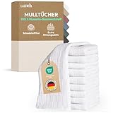 Laleni Spucktücher Baby im 10er Set aus Reiner Baumwolle - schadstofffreie Mulltücher Baby 70x70 - saugstarke Mussellintücher Baby - Musselin Tuch Baby als Mullwindel - waschbare Mulltücher - Weiß