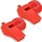 Hipat Rote Notfallpfeifen mit Umhängeband, lauter, knackiger Sound, 2 Packungen Kunststoffpfeifen, ideal für Rettungsschwimmer, Selbstverteidigung und Notfall