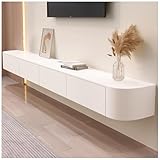 Schwimmender TV-Ständer zur Wandmontage, Unterhaltungseinheit mit Tür und Schublade, großer Stauraum, Medienkonsole für Wohnzimmer und Büro, stilvoller TV-Schrank mit schwebenden Regalen (140 x 24 x