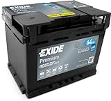 Exide EA640 Premium Carbon Boost Autobatterie 12V 640A 64Ah, lead acid