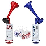 Supaway 2 Manuelles Signalhorn Handheld Air Horn Sehr Lautes Lufthorn Stadion Laut Horntrompete Party Horn fLufthornKrachmacher ür Sportveranstaltungen, Bootfahren, Geburtstage, Graduierung, Rot+Blau