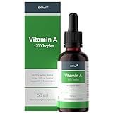 Vitamin A Tropfen von EXVital - 5000 I.E (1500 µg) pro Tagesdosis, 50 Ml= 1700 Tropfen, laborgeprüft, hochdosiertes Retinol - Vegan - Vitamin A flüssig Liquid