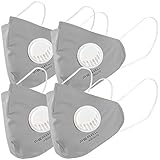 PEARL Kindermaske: 4er-Set Mund-Nasen-Stoffmasken mit Ventil, waschbar, Größe M (Mundschutz-Masken Stoff, Mund- & Nase-Masken Stoff)