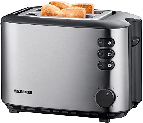 SEVERIN Automatik-Toaster, Inkl. Brötchen-Röstaufsatz, 2 Röstkammern, 850 W, AT 2514, Edelstahl/Schwarz