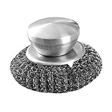 Sosoport Grillbürste langlebiger Topfreiniger Schrubber für Töpfe und Pfannen Pfannenschrubber aus Stahlwolle Pfannenreiniger Wäscher für Öfen Rostfreier Stahl Silver