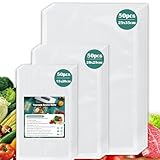 Warmfay Vakuumierbeutel 150 Beutel 15x20cm(50) und 20x25cm(50) und 25x35cm(50), Vakuumbeutel Lebensmittel für alle Vakuumierer, BPA-frei, Sous Vide Gefrierbeutel, Wiederverwendbar Profi- Folienbeutel