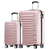 TRVLMORE Koffer & Trolleys - Koffer Set, Kofferset 2 Teilig, Handgepäck Koffer, Hartschalenkoffer Groß, Reisekoffer mit Rollen Groß - Trolley Handgepäck - Handgepäck Trolley Luggage, Rosa