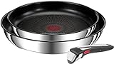 Tefal L97493 Ingenio Preference On 3-teiliges Pfannenset | stapelbar | Antihaftversiegelung | induktionsgeeignet | Thermo-Signal Temperaturanzeiger | Edelstahl