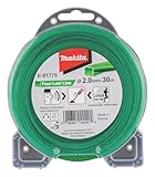 Makita E-01775 Mähfaden Four-Leaf 2,0 mm x 30 m, Trimmerfaden, Nylon, grün, geräuschreduziert, erhöhte Laufzeit, speziell für Akku-Rasentrimmer und Akku-Freischneider