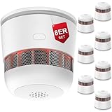 SECAIR Rauchmelder 10 Jahre Batterie, Mini Brandmelder,Feuermelder Entsprechend EN14604,Photoelektrischer Rauchwarnmelder mit Stummschaltungstaste,ZR170S,8er Set