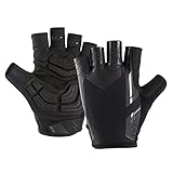 VANZACK Atmungsaktive Fahrradhandschuhe Fingerless Gloves Fingerlose fäustlinge trainingshandschuhe Workout Gloves Griff Radfahren Halbfingerhandschuhe Handschuhe für Trainingssport Black