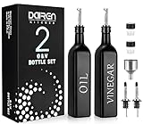 DaiRen Kitchen öL und Essig Spender Flasche 500ML Glas-Set, Olivenöl-Flaschenspender mit Caddy Halter und Edelstahl-Ausguss, Schwarz, 2-teiliges Set