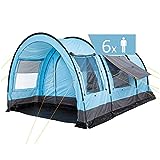 CampFeuer Zelt Relax6 für 6 Personen | Hellblau/Grau | Variables Tunnelzelt mit großem Vorraum, 5000 mm Wassersäule | Abtrennbare Schlafkabine | Gruppenzelt, Campingzelt, Familienzelt