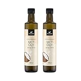 FOODIN MCT Öl 1000ml (2 x 500 ml) aus 100% Kokosöl, Medium-Chain Triglyceride (MCT) Oil, Hergestellt aus produzierter Kokosnuss, 100% glutenfrei und vegan, Ideal für Ketogene Ernährung