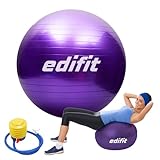 EDIFIT, Gymnastikball, 55, 65 und 75, Pezziball, Einschließlich Inflator, Pilates Ball, Sitzball, Pilates, Yoga Ball, Gymnastik (65cm, Violett)