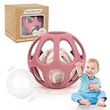 MCGMITT Rasselball für Babys – Silikon Beißring & Sensorik-Greifball ab 3 Monate, Montessori Motorikspielzeug & Babyspielzeug, Geschenk für Neugeborene 0 6 9 Monate bis 1 Jahr, Rosa