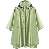 ANYOO Wasserdicht Radfahren Regen Poncho Portable Leichte Regenjacke Mit Kapuze Fahrrad Fahrrad Compact Regen Cape Wiederverwendbare Unisex für Backpacking Camping Outdoors,Grün,Einheitsgröße