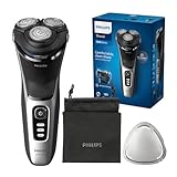 Philips Shaver Series 3000 – Elektrischer Nass- und Trockenrasierer für Männer in Schwarz, mit SkinProtect-Technologie, ausklappbarem Bartschneider und Reisetasche, kabellos (Modell S3241/12)