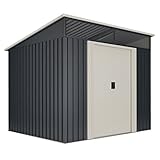 Wasabi - Gartenhaus Metall 4,6m2 Stark – 238 x 193 x 203cm - Oberlicht - Doppelte Schiebetür – Anthrazitgrau – Geräteschuppen XL – Gerätehaus Outdoor Wetterfest