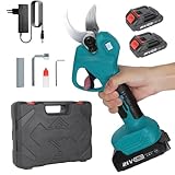 Akku Astschere, Elektrische Gartenschere Drahtlose 40mm für Makita 18V Bürstenlosen Motor Elektrisch Astsäge Batterie Schere LCD zum Beschneiden von Bäumen Obstbäumen (2 Batterie)