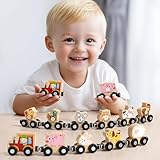 DAJASD Holz Zug Spielzeug, Magnetisches Tier Holzzug, Magnetic Zug Holzspielzeug Lernspielzeug Geschenk für Jungen und Mädchen Spielerisches Lernen & Feinmotorik Fördern