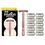Wilkinson Sword - Intuition Rosé Gold Rasierhobel für Frauen, Rasierhobel + 10 Rasierklingen, Plastikfreie Rasur
