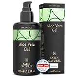 Satin Naturel Aloe Vera Gel 100% Vegan - Das Beste der Aloe Vera Pflanze - Natürliche After Sun Pflege 200ml - Bei Sonnenbrand & als Feuchtigkeitscreme - Skincare - Naturkosmetik