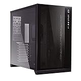 Lian Li O11 Dynamic E-ATX Dual Chamber Desktop Gehäuse Midi-Tower, Gaming PC Gehäuse mit Seitenteil und Front aus Tempered Glass, Vertikale Grafikkartenmontage, 272 x 446 x 445 mm, schwarz