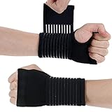 ACWOO Handgelenkbandage, 2 Stück Handgelenkstütze Handbandage mit Klettverschluss für Sport und Alltag, Atmungsaktiv Wrist Wrap Bandage Handgelenk für Damen und Herren (Schwarz)