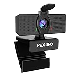 NexiGo N60 1080P Webcam, HD-Webcam mit Mikrofon, Softwaresteuerung und Datenschutzabdeckung, USB-Computerkamera, Sichtfeld mit 110°, Plug-and-Play, für Zoom/Skype/Teams, Konferenzen und Videoanrufe