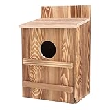 Eulenhaus | Outdoor Holz Eule Nistkasten mit kreisförmigem Eingang | Einfache Montage Großes Vogelhaus für Turmfalken & Vögel | Inklusive Befestigungsschrauben für Gartenbaumpfosten