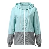 Bumplebee Regenjacke für Damen, wasserdicht und atmungsaktiv, Mäntel, wasserdicht, leicht, winddicht, Übergangsjacke mit Kapuze, für Radfahren, Camping, Wandern, Aktivitäten im Freien, B-Blau, 46