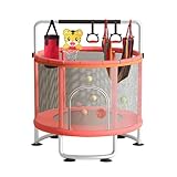 60' Trampolin für Kinder mit Netz, Mini Trampolin Indoor Outdoor mit Turnstange, Schaukel & Spielzeug, Trampoli n für drinnen & draußen, 200kg Belastbarkeit