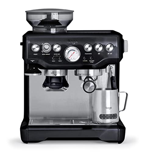 Sage Appliances the Barista Express Espressomaschine mit Milchaufschäumer, Siebträgermaschine, SES875BKS, Glänzend Schwarz