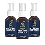 VITACTIV Melatonin Einschlafspray - Gemischte Früchte - 1155 Tage Vorrat, Hochdosiert - Melatonin Spray plus Passionsblumen Extrakt, Vitamine B1 und B6 - Zuckerfrei & Vegan - 150ml Sofort-Spray