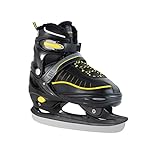 XIUWOUG Verstellbare Schlittschuhe, Eislaufschuhe für Damen,Herren und Kinder Ice Skates Einstellbare 4 Größenbereiche(30 bis 45),Schwarz,XL(42-45)