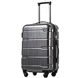 COOLIFE Hartschalen-Koffer Rollkoffer Reisekoffer Vergrößerbares Gepäck (Nur Großer Koffer Erweiterbar) PC Material mit TSA-Schloss und 4 Rollen (Silber, Mittlerer Koffer)