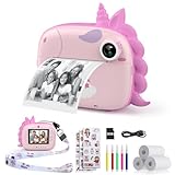 HiMont Kinderkamera Sofortbildkamera, Digitalkamera für Kinder mit Druckpapier & 32G TF Karte, VideoKamera mit farbigen Stiften & Lustige Accessoires, Geschenk für Kinder 3-14 Jahren (Rosa)