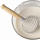 Schneebesen aus Edelstahl mit Holzgriff, Handmixer zum Verrühren, Schlagen und Verrühren von Teig, vielseitig einsetzbarer Drahtmixer zum Kochen und Zubereiten von Speisen, einfach zu bedienen