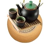 Tatami Bodensitz-Set – Set aus Stroh, rund, bequem, rund, Meditationskissen, rund, handgewebt, Tatami-Hocker, dick, Sitzmatte für Zuhause