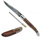 Laguiole Klappmesser aus Edelholz mit edlem Leder-Etui