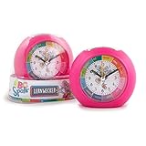 TRENDHAUS 406408 Kinderwecker, Analoger Kinder-Lernwecker mit Licht und Snooze-Funktion, Quarzwecker für Mädchen und Jungen, Pink