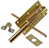 FEINZ – Türriegel beidseitig 150 mm Gold - Gartentor Bolzenriegel Türverriegelung Innen & Außen - Einbruchschutz Metall Riegelschloss für Türen Schlossriegel