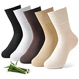 Jeasona 5 Paar Bambus Socken Damen 39-42 Stiefelsocken Quarter Socken Ohne Naht Damensocken Süße Bambussocken für Boots Frauen Geschenk