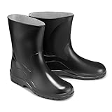 ESTRO Gummistiefel Damen Halbhoch Wasserdicht - Regenstiefel Damen Gummistiefel Halbhoch Damen Regenschuhe Damen Regenstiefeletten Damen K007 (39 EU, Schwarz)