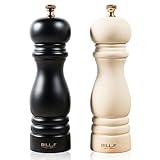 Bill.F Salz- und Pfeffermühlen-Set, Holz-Pfeffermühle, 2er-Set Manuelle Salz-Pfefferstreuer-Mühle, nachfüllbar, 7 Zoll (Schwarz und Beige)