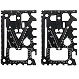 2 Stück Outdoor 18-in-1 Multi-Tool-Karte, Edelstahl, tragbare Gadgets, Multitool-Karte mit Schraubenschlüssel, Schraubendreher, Dosenöffner, Flaschenöffner und Hebelhebel
