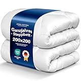 John Cotton NewWay Bettdecke 200x200cm - Innovativ & Atmungsaktive Steppdecke für Allergiker | Oeko-Test Zertifiziert Bettdecken | Schlafdecke für Frühling & Herbst | Microfaser Decke 200x200 | Duvet