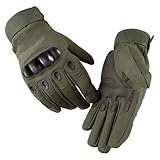 Taktische Handschuhe, Motorradhandschuhe Herren Vollfinger Militär Kampfhandschuhe mit Hartknöchelschutz, Security Handschuhe für Motorrad Motocross Bushcraft Motorrad Jagd (L, Armeegrün)